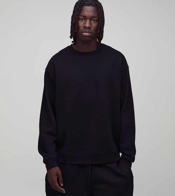 Solid Oversized Crew Neck Sweatshirt