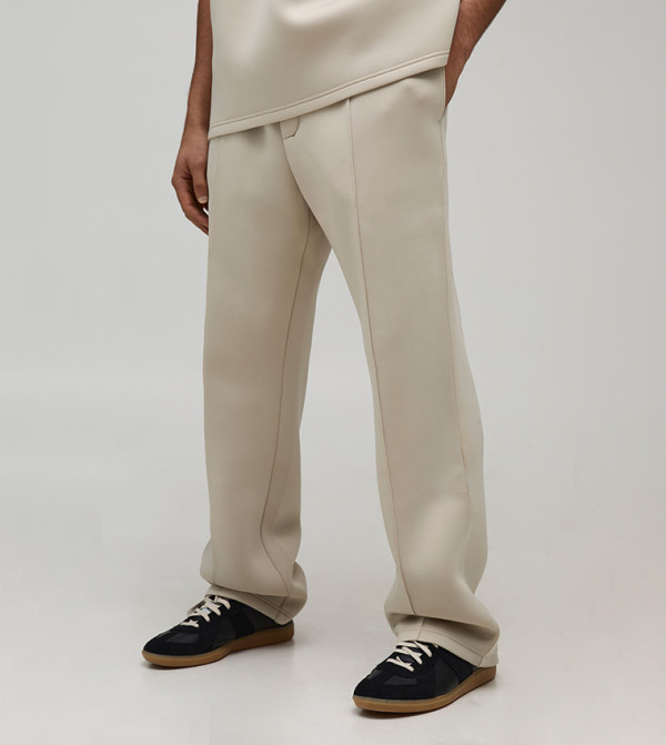 Solid Straight Fit Bonded Scuba Pintuck Sweatpants