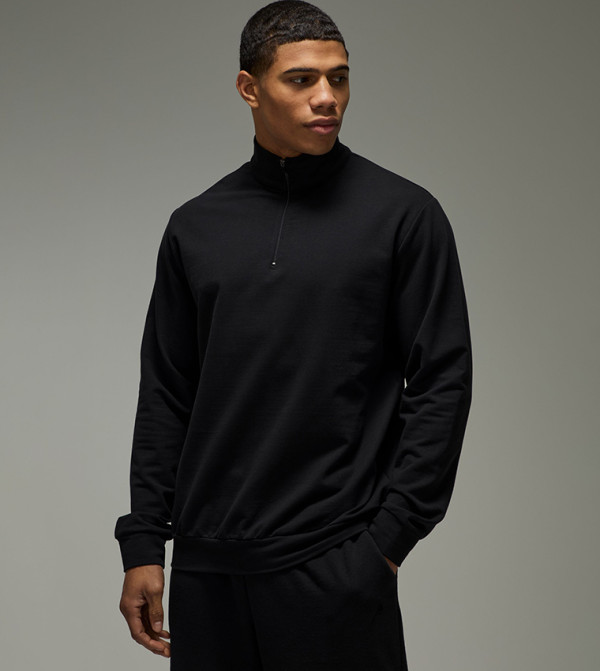 Regular Fit Zipper Neck Sweatshirt