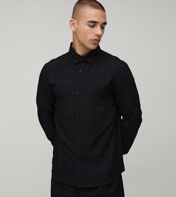 Regular Fit Long Sleeves Linen Blend Shirt