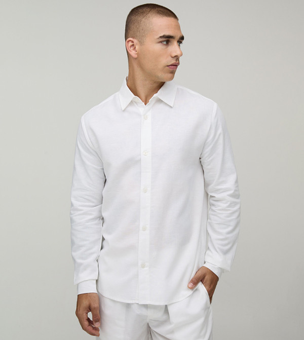 Regular Fit Long Sleeves Linen Blend Shirt