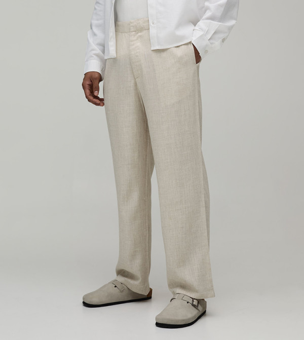 Linen Blend Relaxed Fit Trousers