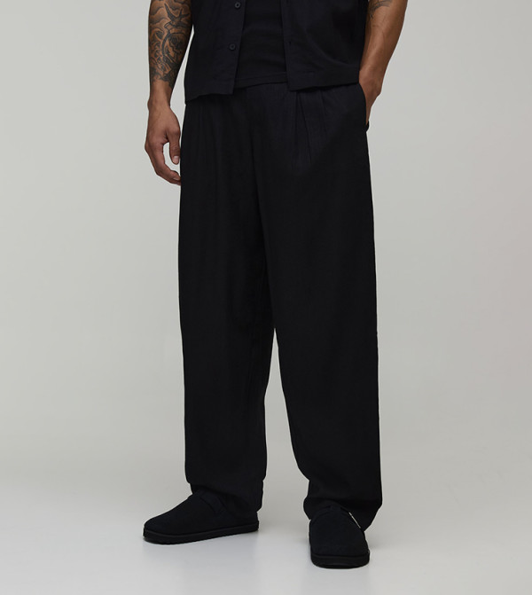 Linen Blend Balloon Fit Trousers