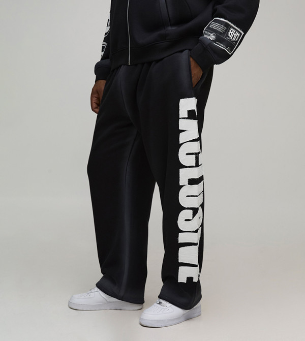 Moto Applique Spray Wash Baggy Fit Sweatpants