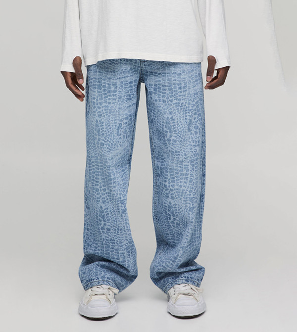 Croc Print Relaxed Fit Jeans