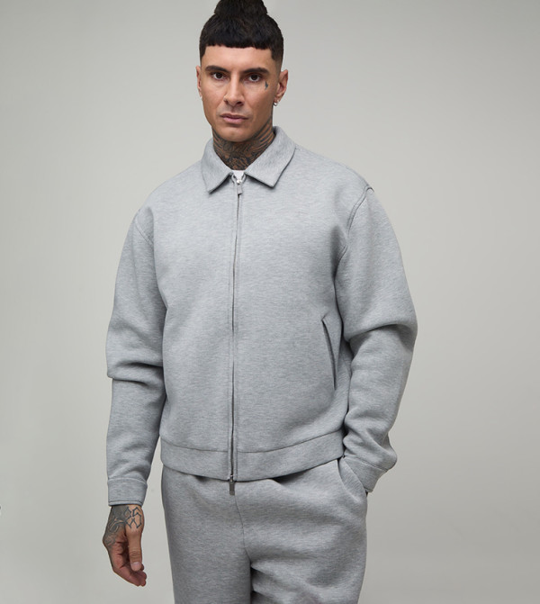 Tall Scuba Marl Oversized Harrington Jacket