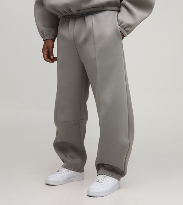 Pleated Front Bonded Scuba Barrel Fit Sweatpants