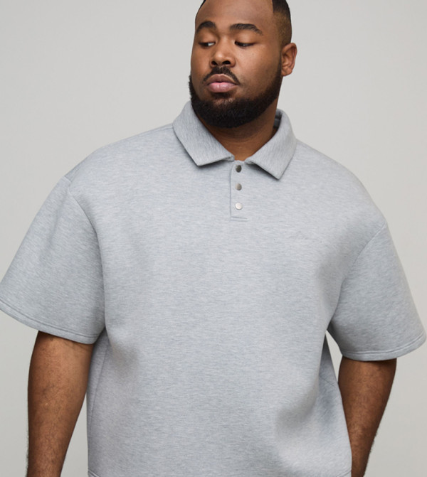 Plus Bonded Scuba Oversized Polo T-Shirt