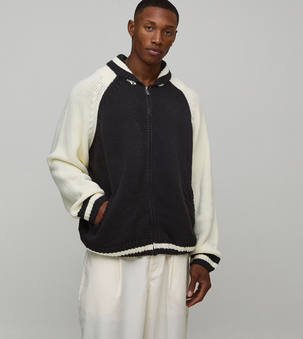 Chunky Knitted Oversized Bomber Jacket