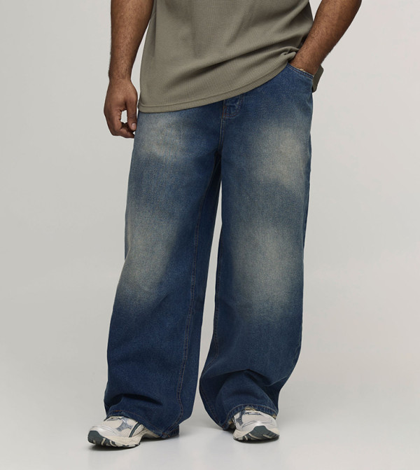 Tinted Washed Distressed Relaxed Fit Jeans