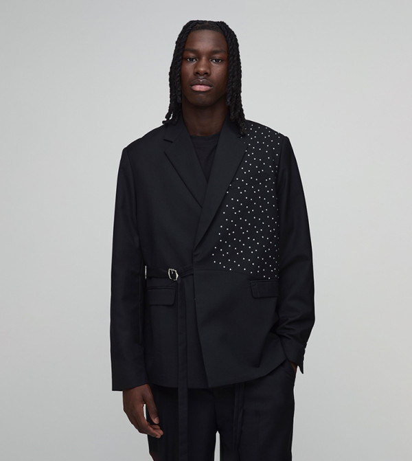 Embellished Wrap Buckle Blazer