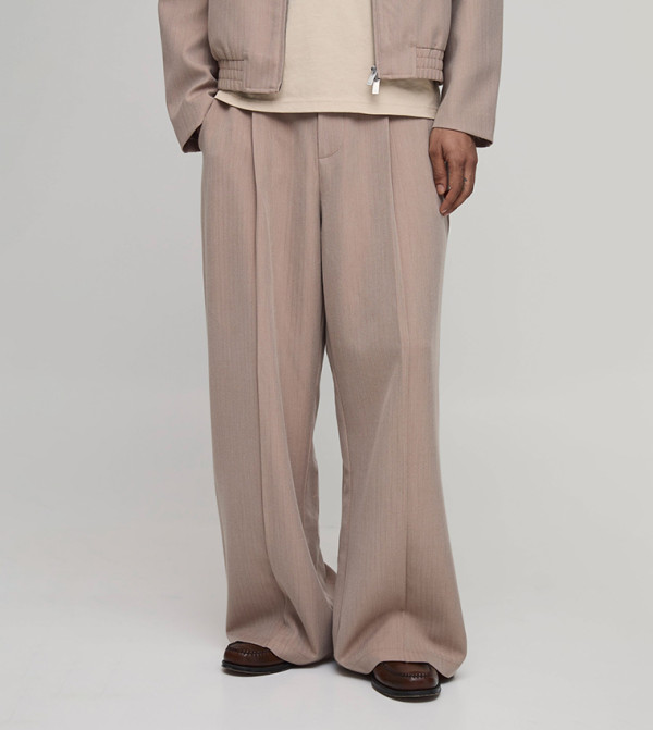 Herringbone Tailored Wide Leg Trousers