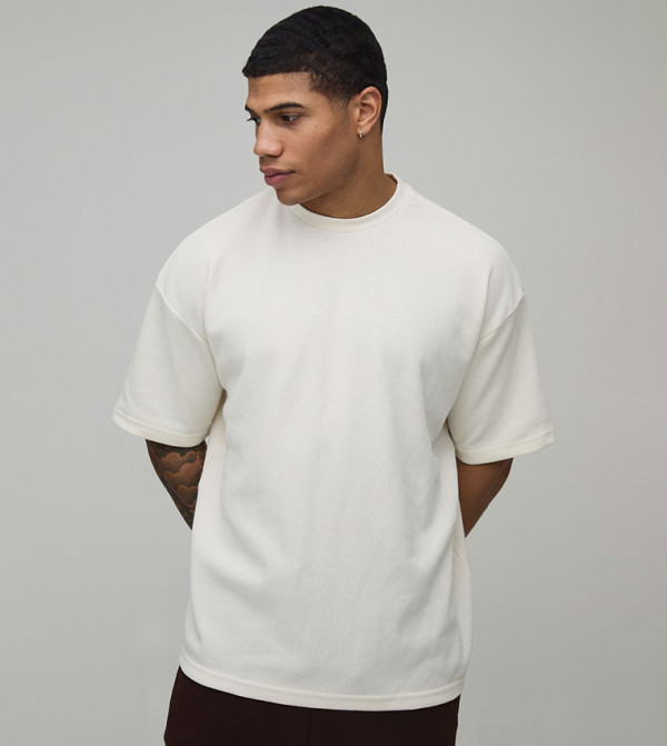 Short Sleeves Waffle Oversized T-Shirt
