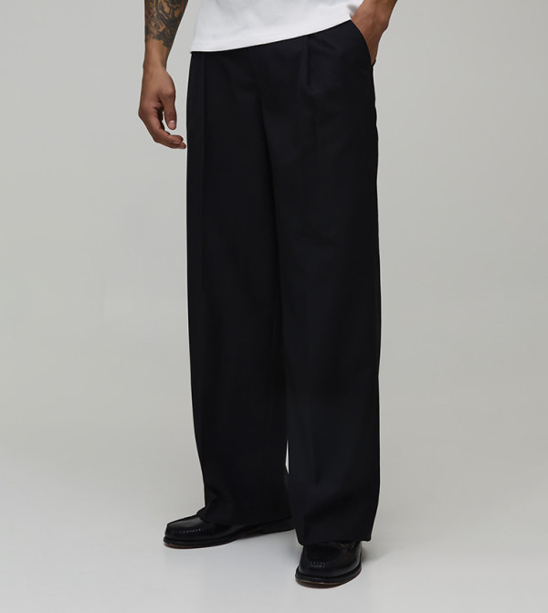 Baggy Fit Pleat Front Tailored Trousers