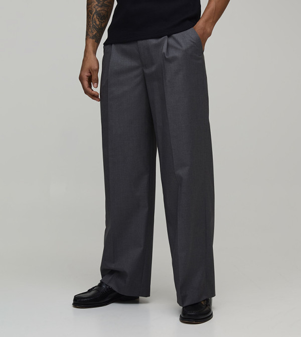 Baggy Fit Pleat Front Tailored Trousers