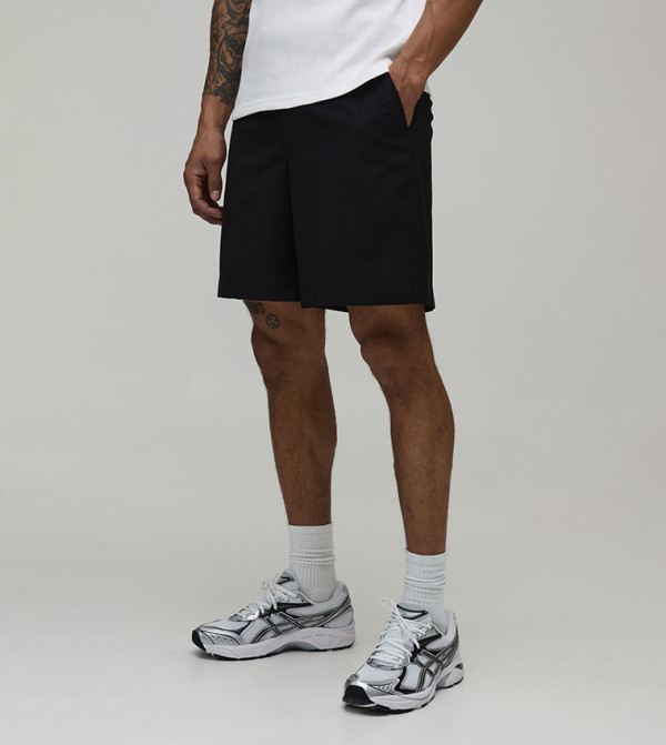 Solid Relaxed Fit Tailored Shorts