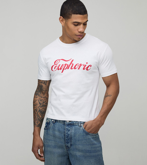 Euphoric Slogan Crop T-Shirt