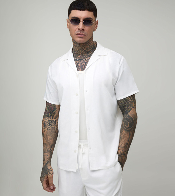 Tall Short Sleeves Linen Blend Shirt