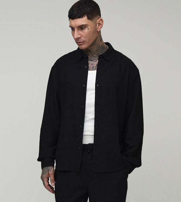 Tall Long Sleeves Linen Blend Oversized Shirt