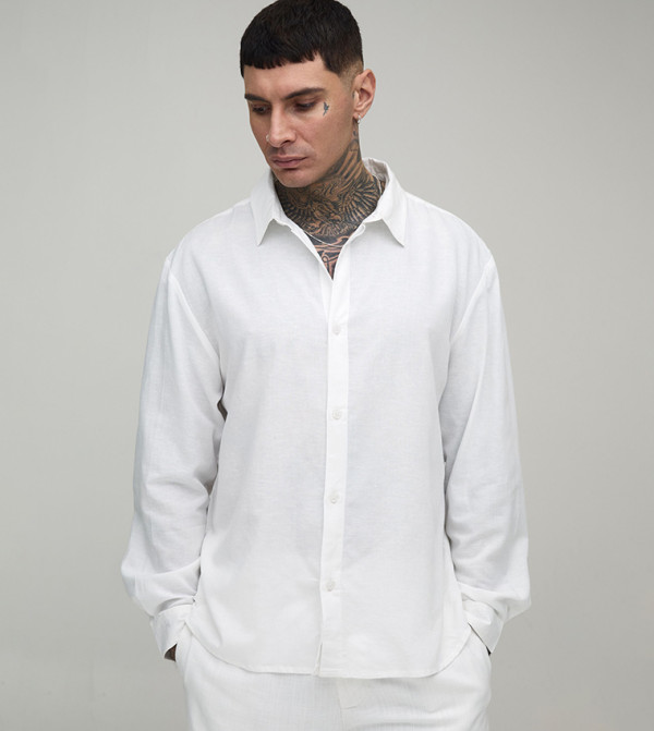 Tall Long Sleeves Linen Blend Oversized Shirt