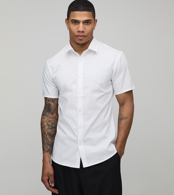 قميص قطن ضيق كم قصير