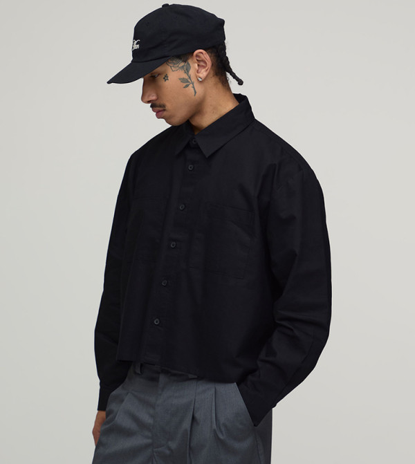 Cropped Long Sleeves Boxy Fit Oxford Shirt