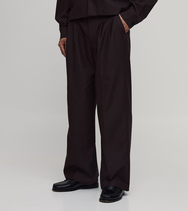 Pleat Front Wide Leg Trousers