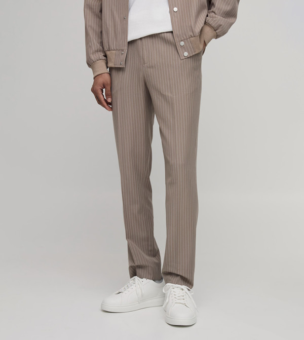 Striped Tailored Straight Fit Trousers