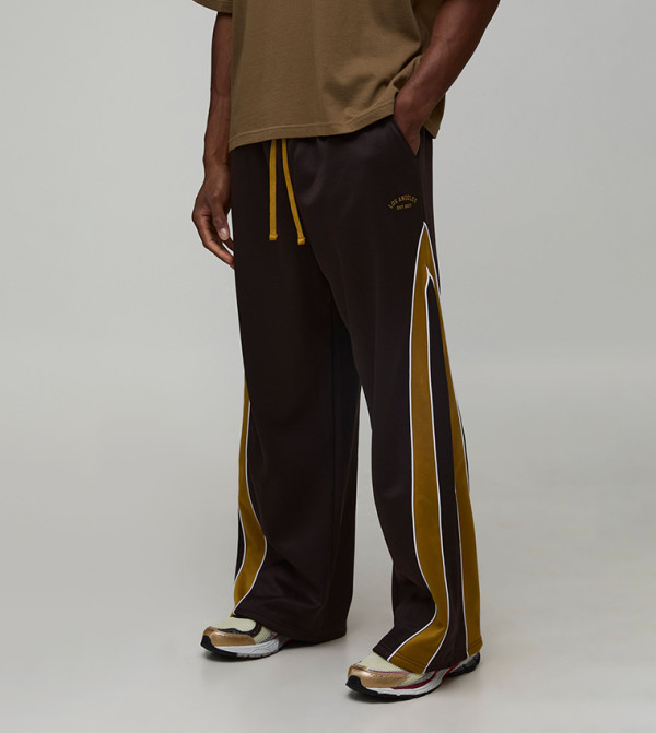Wide Leg Paneled Tricot Sweatpants