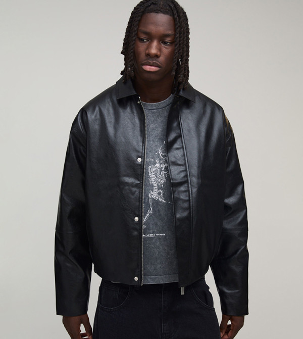 جاكيت هارينغتون جلد صناعي 