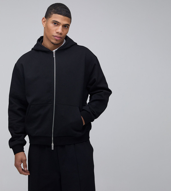 Heavyweight Oversized Zip-Through Hooded Jacket