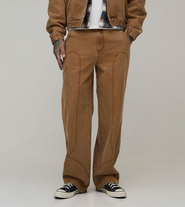 Tall Washed Western Detail Baggy Fit Jeans