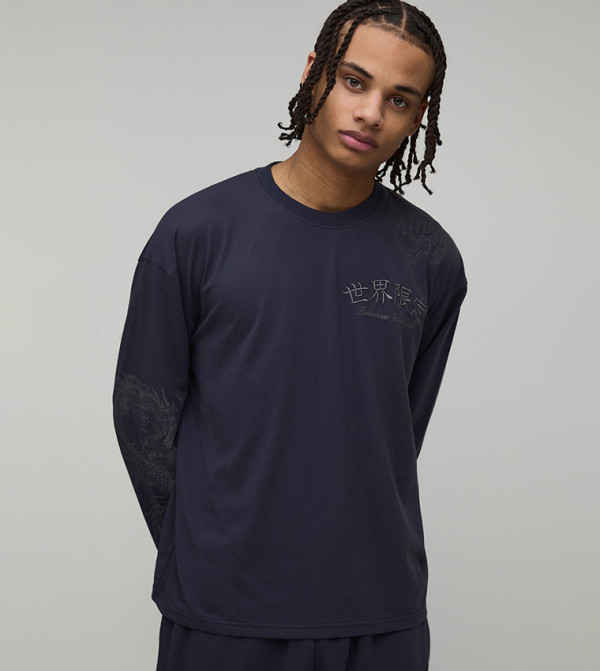 Dragon Graphic Long Sleeves Boxy T-Shirt