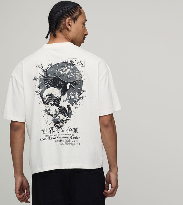 Bird Graphic Embroidered Oversized T-Shirt