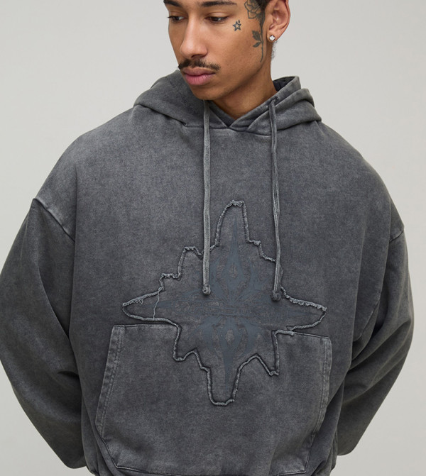 هودي قصير مغسول للمقاسات الطويلة