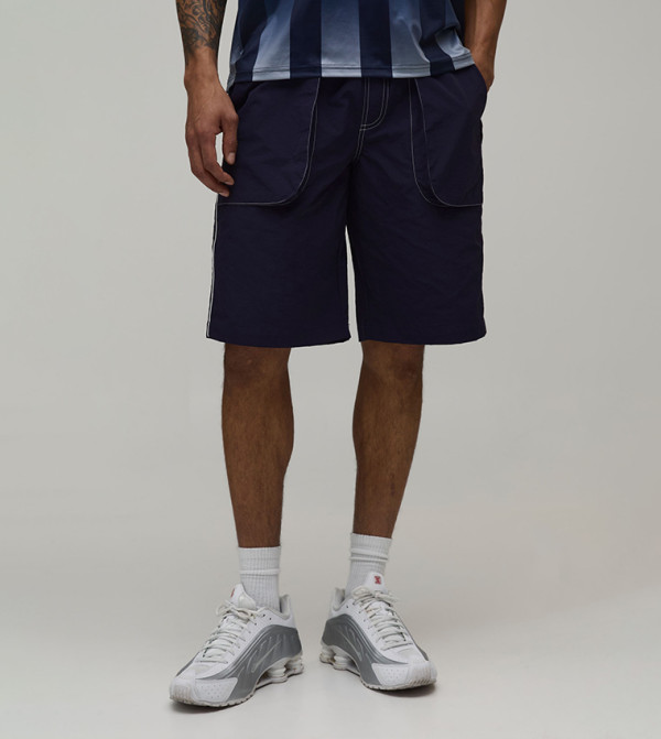 Contrast Stitch Nylon Casual Shorts