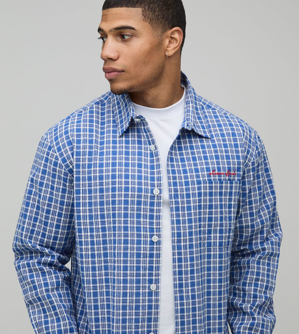 Raw Hem Checked Oversized Shirt