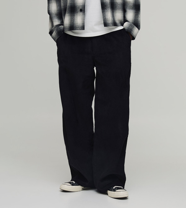 Cord Woven Tab Baggy Fit Trousers