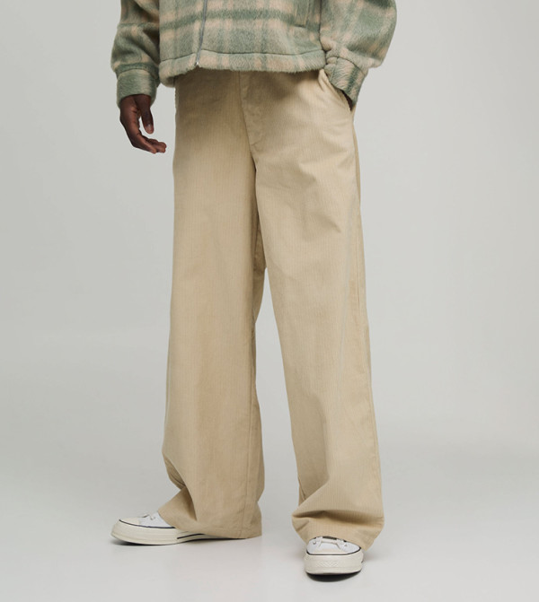 Cord Woven Tab Baggy Fit Trousers