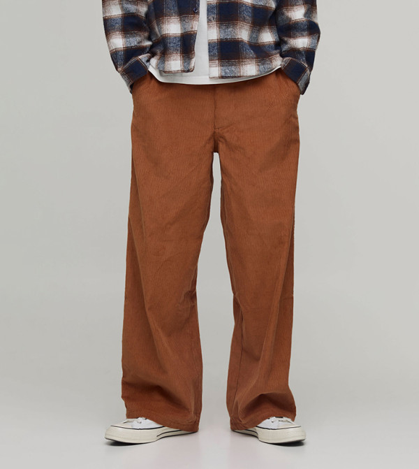 Cord Woven Tab Baggy Fit Trousers