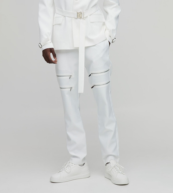 Zip Detail Tailored Skinny Fit Trousers