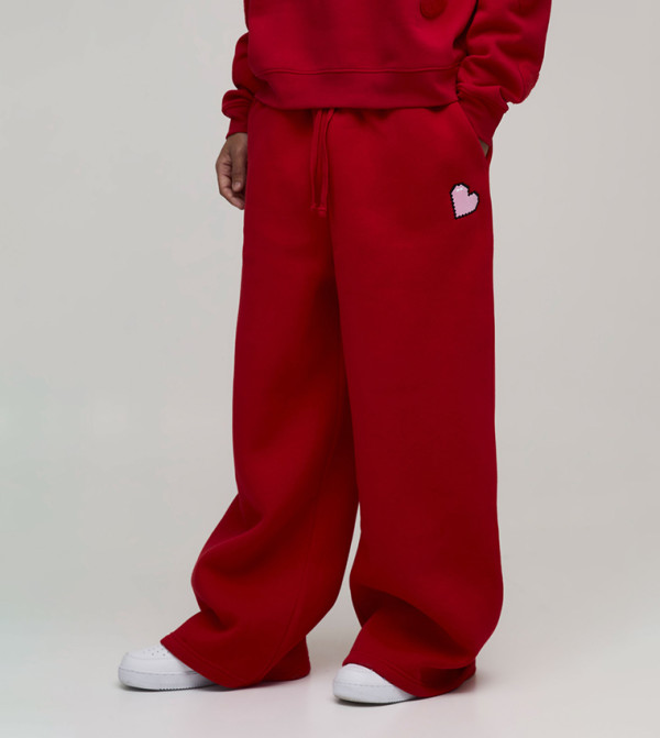 Heart Printed Wide Leg Sweatpants