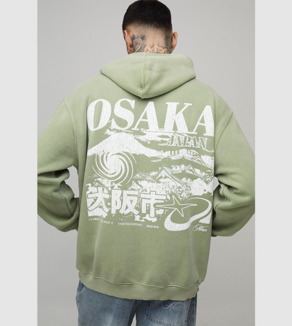 هودي أوفرسايز بطبعة للمقاسات الطويلة 