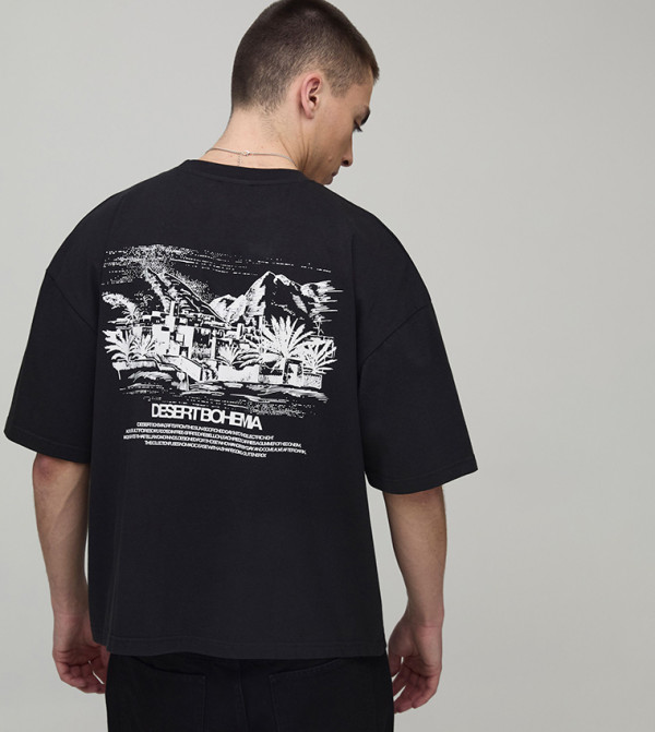 Desert Landscape Print Oversized T-Shirt