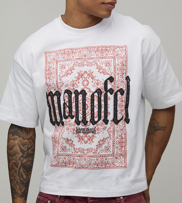 Paisley Puff Print Oversized T-Shirt