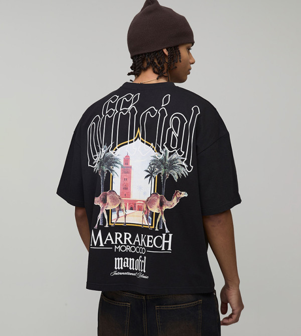 Location Palm Print Oversized T-Shirt