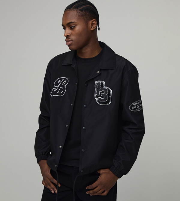 Varsity Badge Collared Coach Jacket