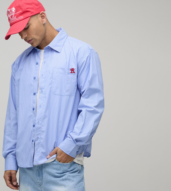 Hem B Embroidered Long Sleeves Oversized Shirt