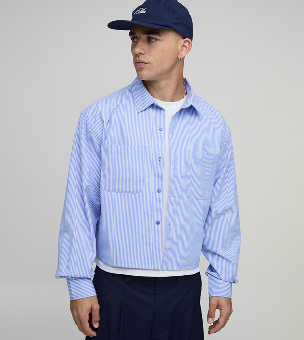 قميص كروب مخطط كم طويل 