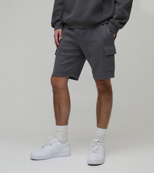Mid Rise Cargo Jersey Shorts